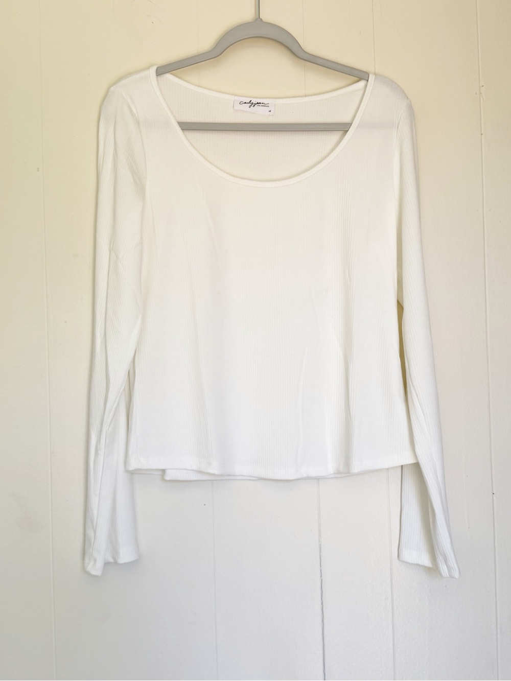 NEW CARLY JEAN LOS ANGELES CJLA Ribbed Long Sleeve Tee Ivory XL